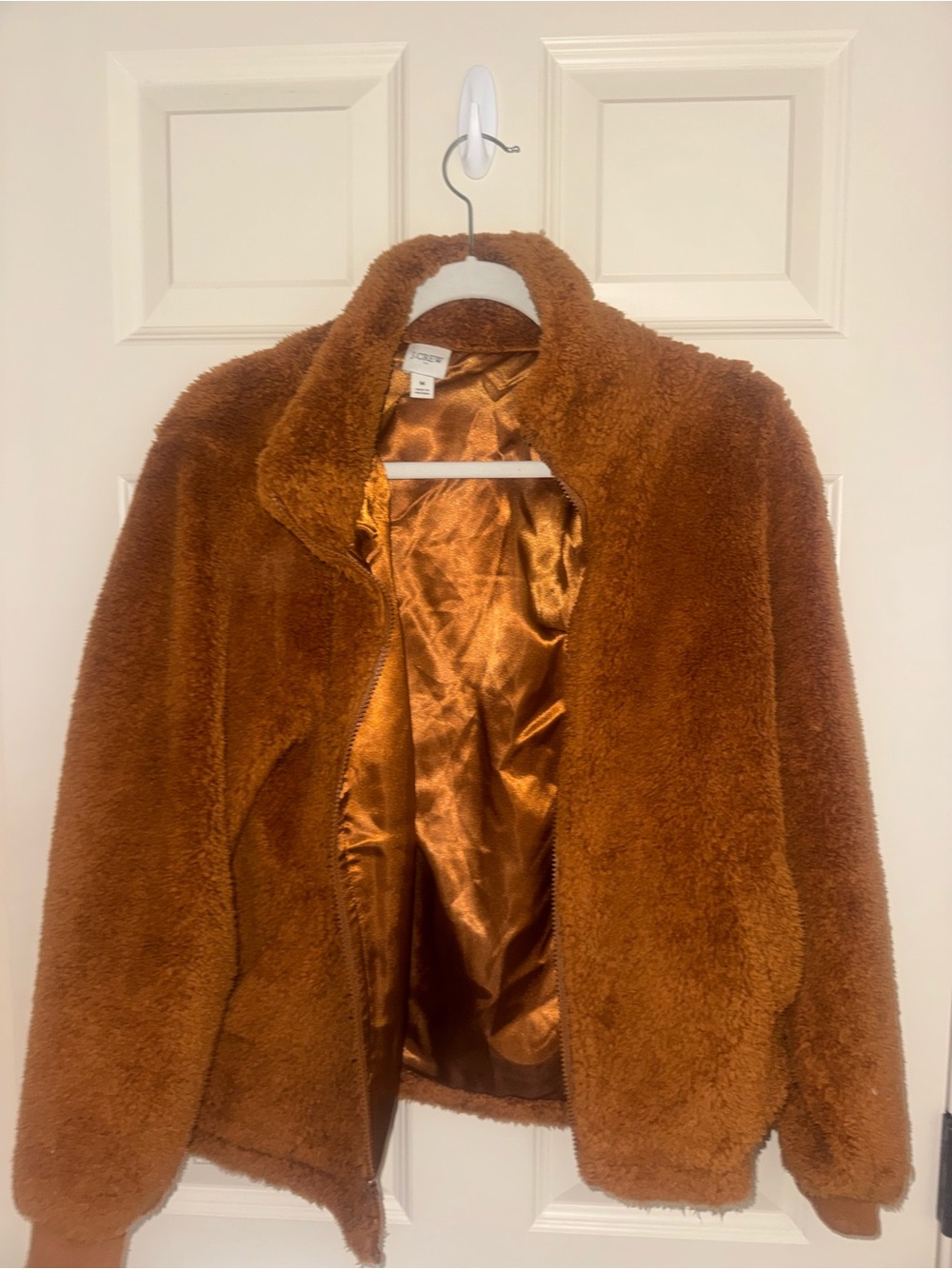 🐻✨J.Crew Teddy Fleece Jacket | Brown Sherpa Full Zip | Size Medium ✨ - Picture 3 of 8